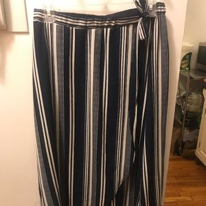 New high-low striped wrap skirt